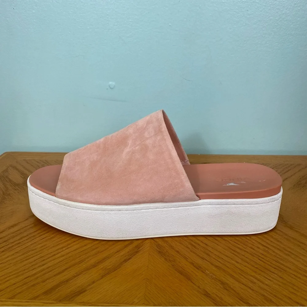 Vince Walford‎ Platform Leather Suede Pink Slides Sandals Size 10